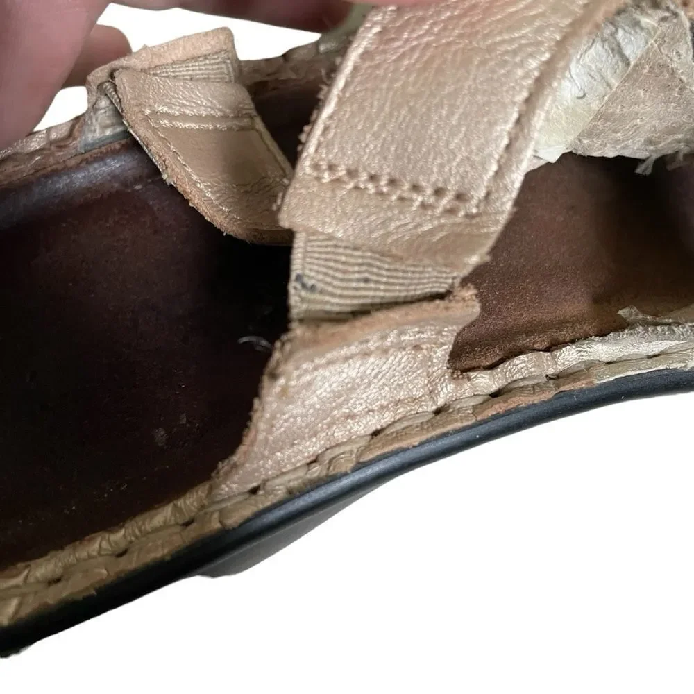 NAOT Leather Sandals Heel Tan Gold Subtle Shimmer 37
